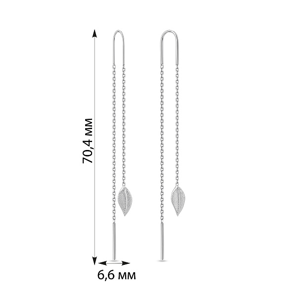Серебряные серьги-протяжки листочки (арт. 7502/10278) – изображение 2