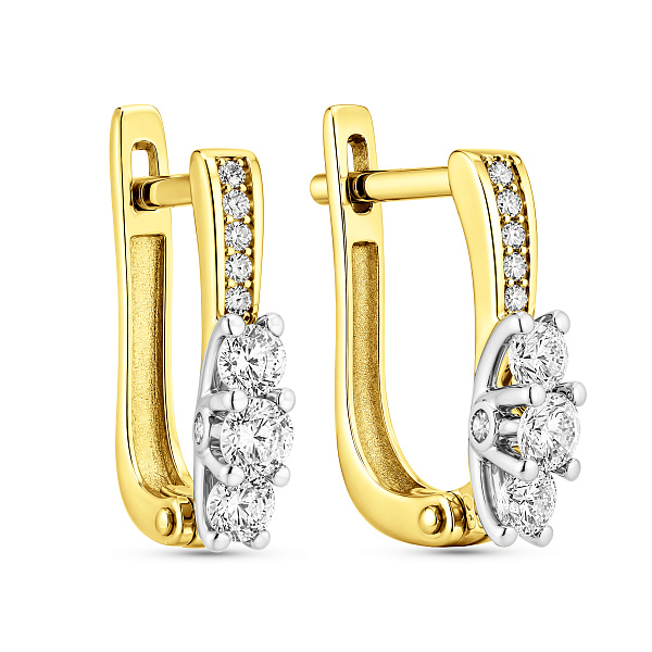 Серьги из желтого золота с фианитами (арт. 110527ж) – изображение 1
