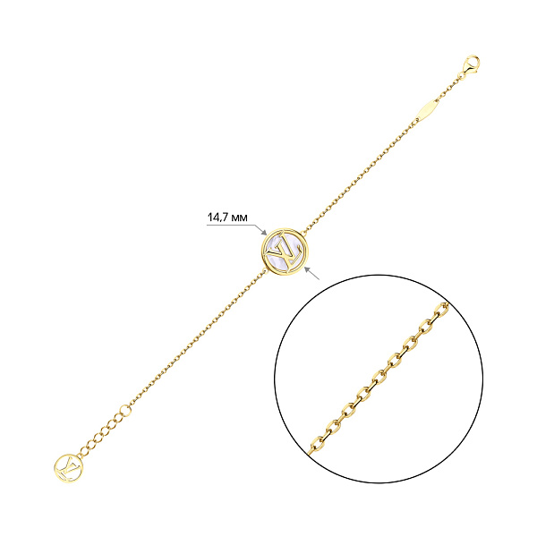 Серебряный браслет с перламутром (арт. 7509/3830жп) – изображение 2