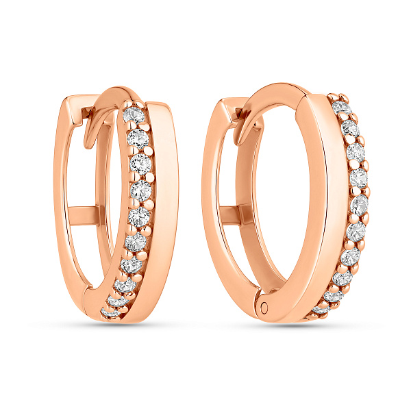 Сережки из красного золота с фианитами (арт. С-АНГ8-11) – изображение 1