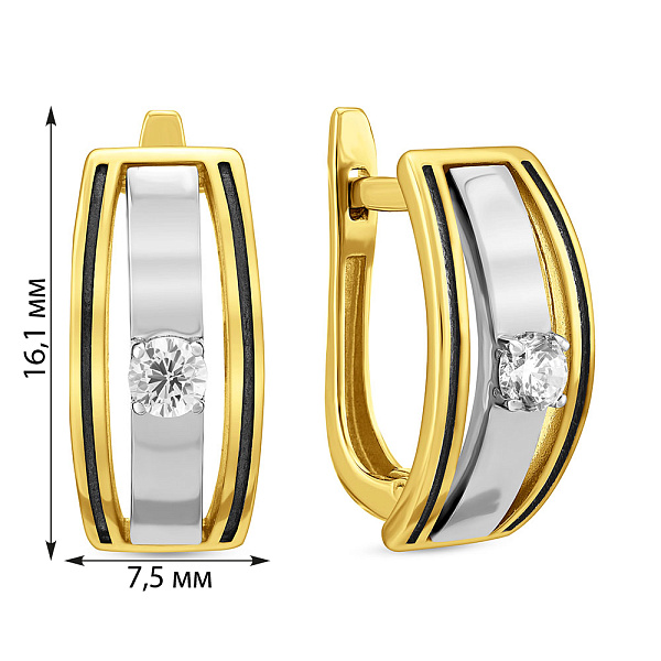 Золотые серьги с фианитом (арт. 113100ж) – изображение 6
