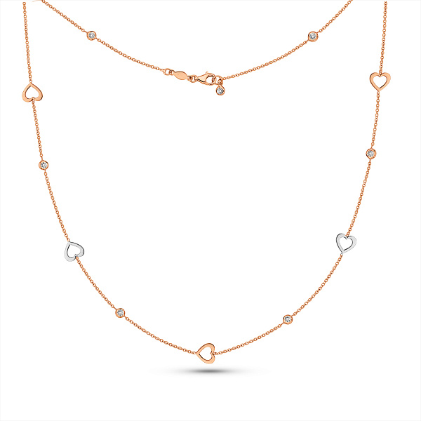 Золотое колье Сердца с фианитами (арт. 352988кб) – изображение 2
