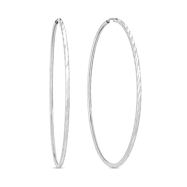 Сережки-кільця з білого золота без каміння (арт. 106262/50б) – зображення 1