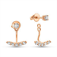 Сережки-джекети з червоного золота з діамантами (арт. Т011267050)