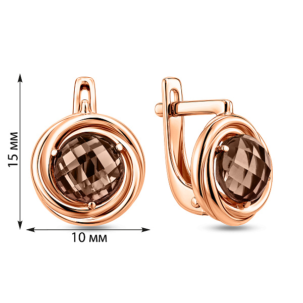Серьги из красного золота с кварцем (арт. 110377Пкр) – изображение 4