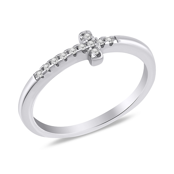 Серебряное кольцо Крестик с фианитами (арт. 7501/8015) – изображение 1