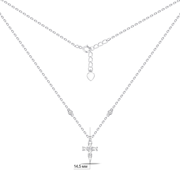 Серебряное колье с подвеской крест с фианитами (арт. 7507/2410) – изображение 3