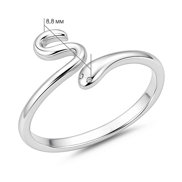 Серебряное незамкнутое кольцо змея (арт. 7501/8679) – изображение 2