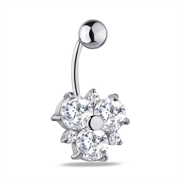 Серебряная серьга-пирсинг с фианитами (арт. 7512/7006р) – изображение 1