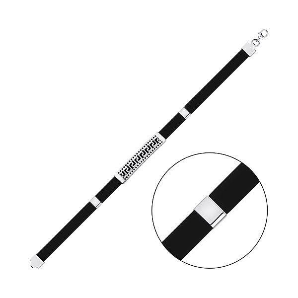 Браслет из каучука с серебряными вставками (арт. 7609/4641) – изображение 1