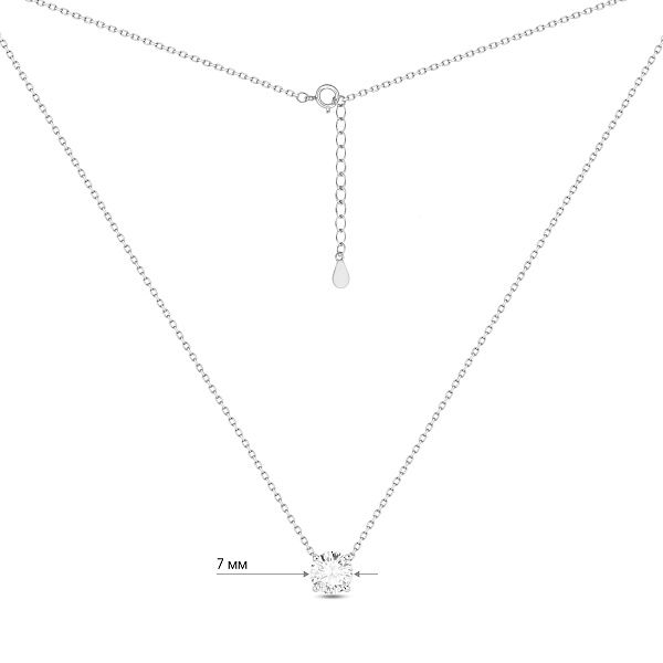 Серебряное колье с подвеской с фианитом (арт. 7507/2557) – изображение 3