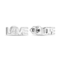 Сережки-пусети Love з білого золота (арт. 110643б)