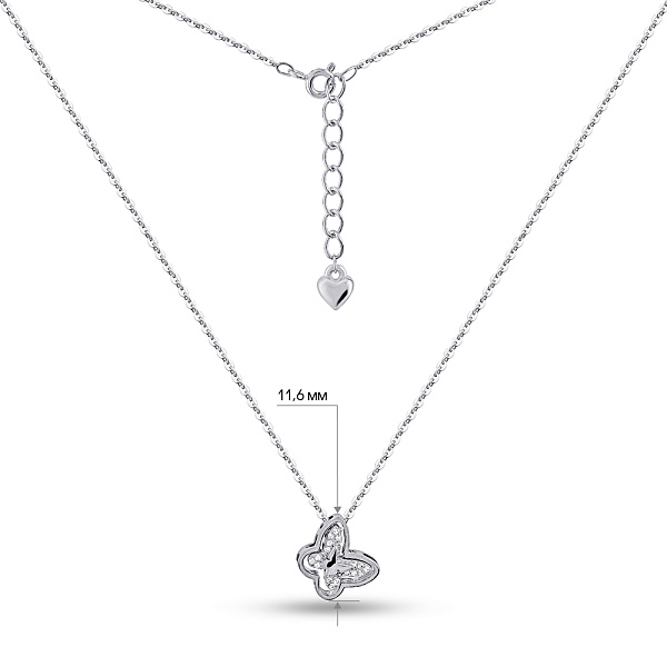 Серебряное колье Бабочка с россыпью фианитов (арт. 7507/2208) – изображение 3