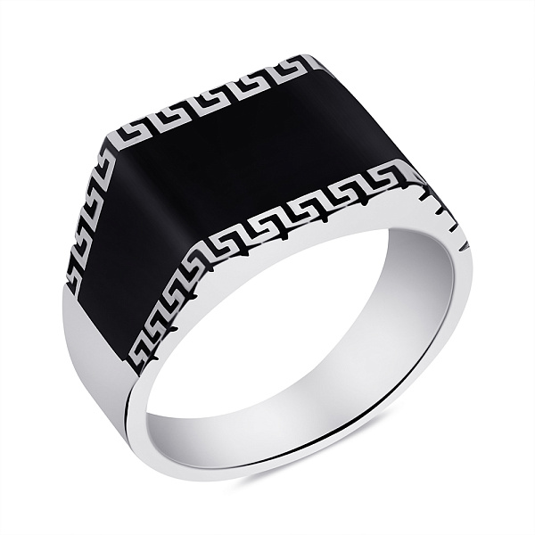 Серебряная печатка с эмалью (арт. 7506/6690еч) – изображение 1