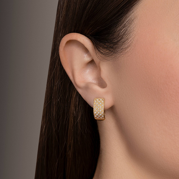 Серьги из желтого золота с фианитами (арт. 111900ж) – изображение 2