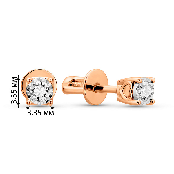 Сережки з червоного золота з діамантами (арт. Т011698010) – зображення 4