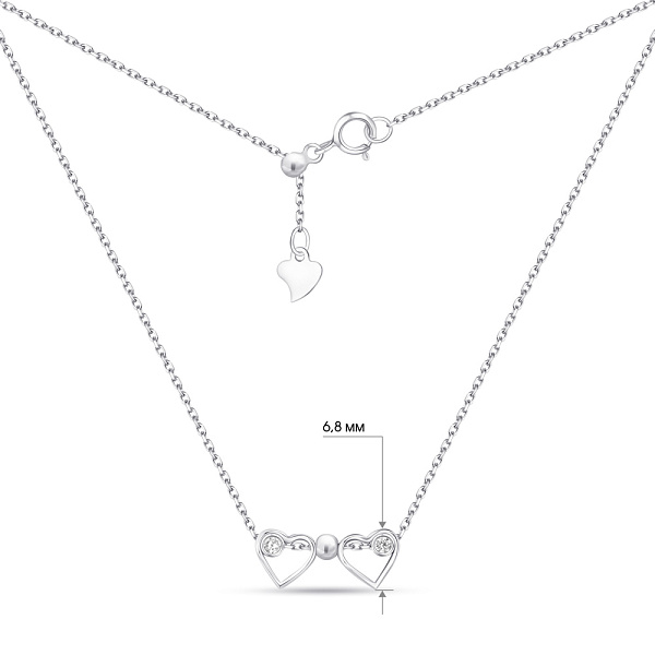 Серебряное колье Сердца с фианитами (арт. 7507/КЛ2Ф/037Ш-43) – изображение 3