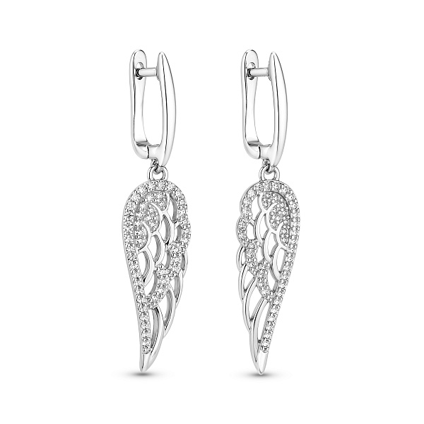 Серебряные серьги подвески с фианитами (арт. 7502/10287) – изображение 1