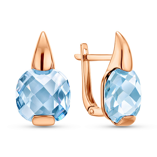 Серьги из красного золота с голубым топазом (арт. 110258Пг) – изображение 1