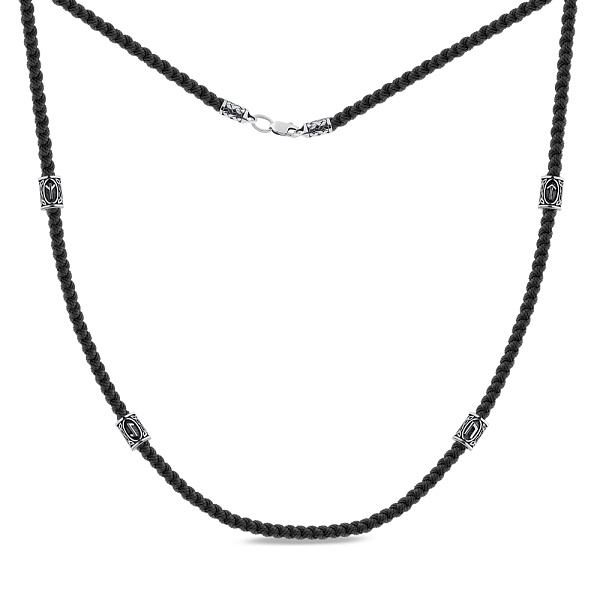 Шелковый шнурок с серебряными вставками (арт. 7307/263ш) – изображение 2