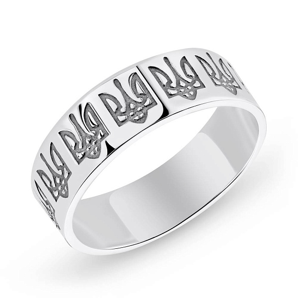 Серебряное кольцо Герб Украины-Трезубец (арт. 7901/423кп) – изображение 1