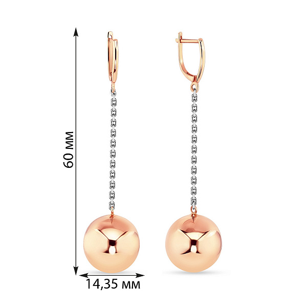 Сережки «Шарики» из комбинированного золота (арт. 101039) – изображение 4