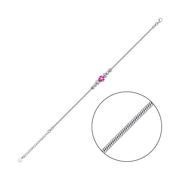 Срібний браслет Квітка з емаллю (арт. 7509/4566ер) – зображення 1