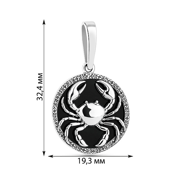 Серебряный кулон Рак с ониксом (арт. 7903/2490орк) – изображение 2