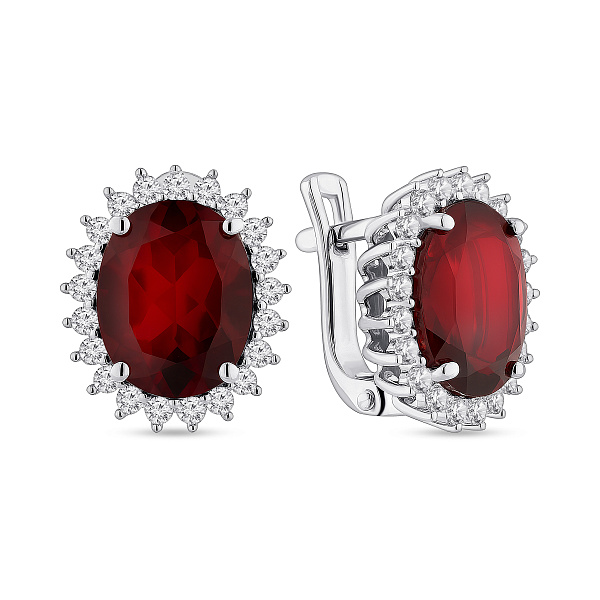 Серебряные серьги с крупным гранатом (арт. 7502/2191032Г) – изображение 1