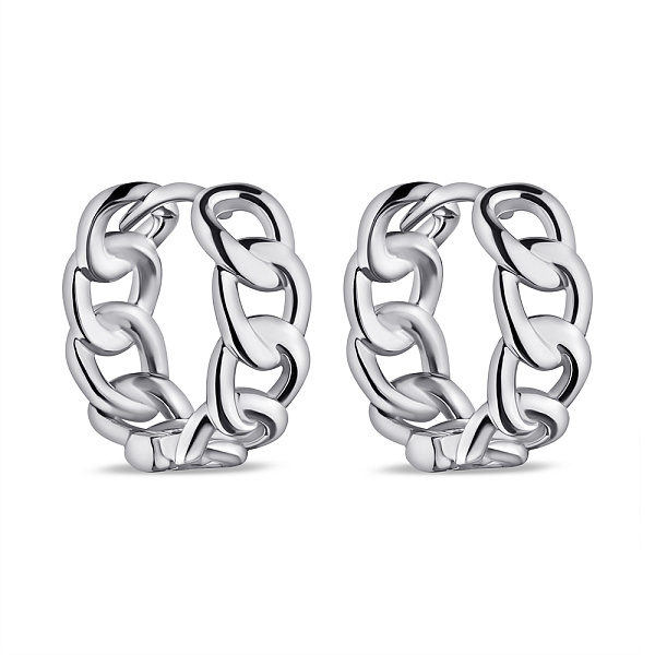 Серебряные серьги-кольца без камней (арт. 7502/9848/15) – изображение 1