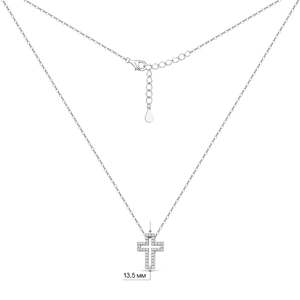 Серебряное колье с подвеской крестик с фианитами (арт. 7507/2438) – изображение 3