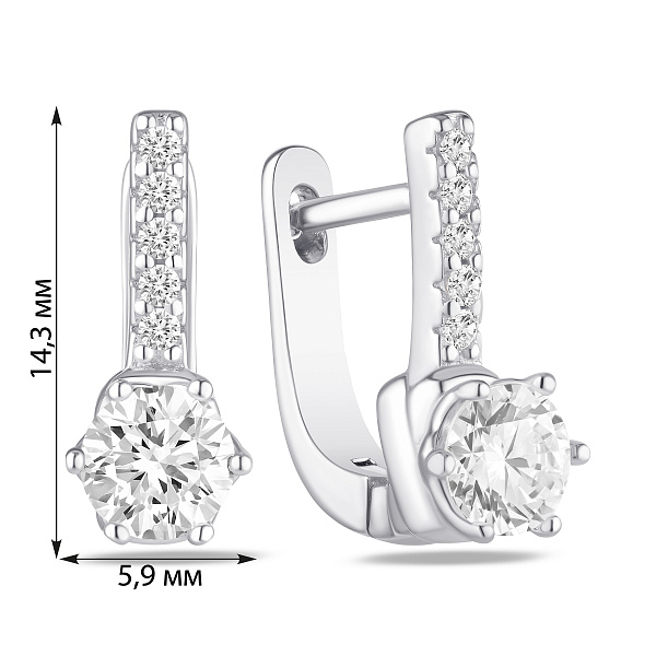 Серебряные серьги с фианитами (арт. 7502/10566) – изображение 2