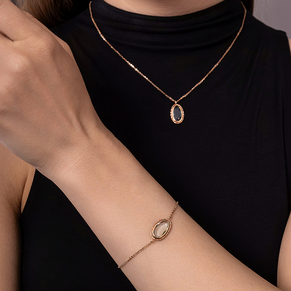 Золоте кольє з кварцом (арт. 351936Пкг) – зображення 3