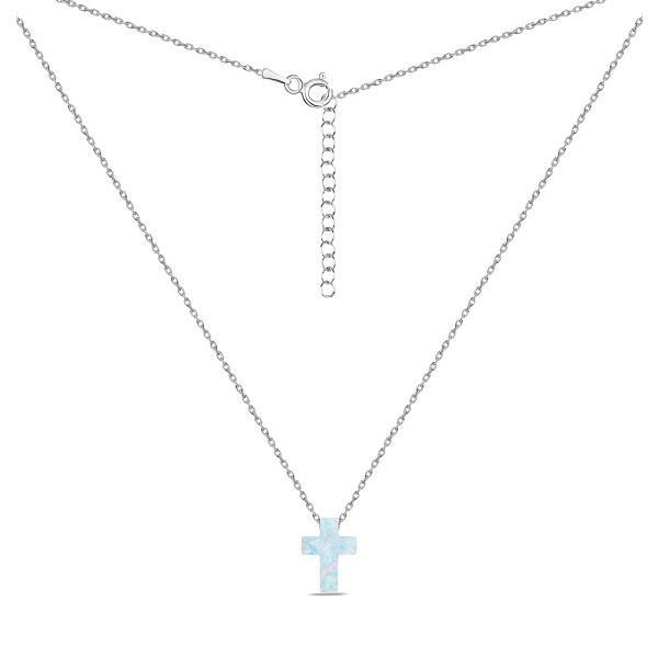 Серебряное колье с крестиком с опала (арт. 7507/441Поб) – изображение 2