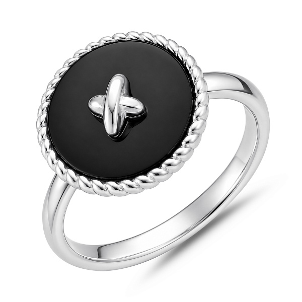 Серебряное кольцо с ониксом (арт. 7501/8877о) – изображение 1