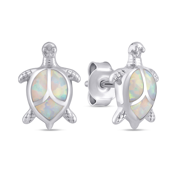Серебряные детские серьги Черепашка (арт. 7518/7169Поб) – изображение 1