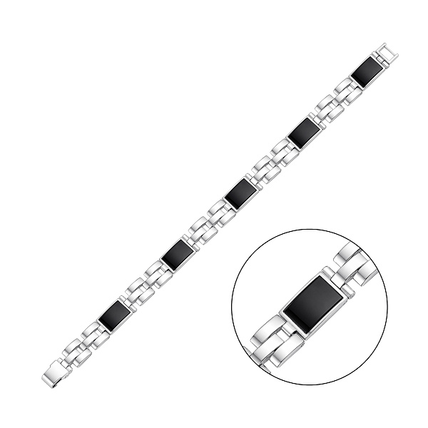 Серебряный браслет с ониксами (арт. 7509/123обрю) – изображение 1