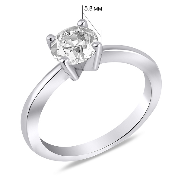 Серебряное кольцо с белым фианитом (арт. 7501/6726) – изображение 2