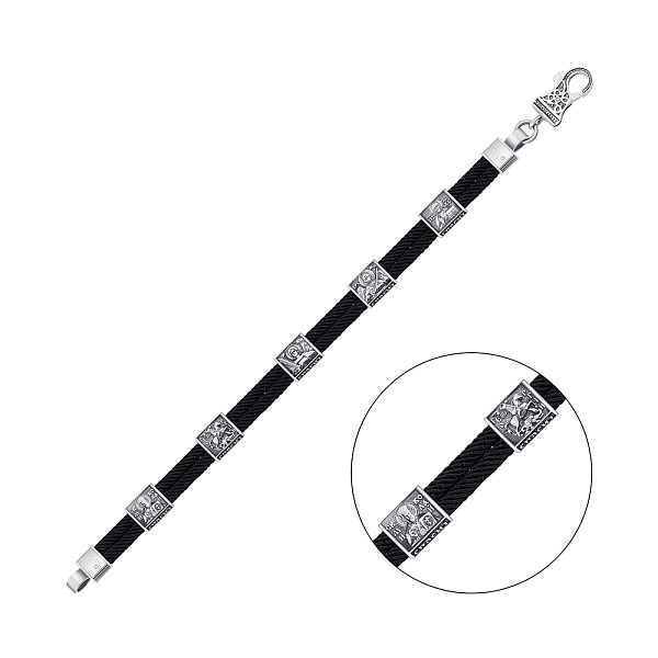 Браслет из шелковой нити и серебра (арт. 7309/2301/5) – изображение 1