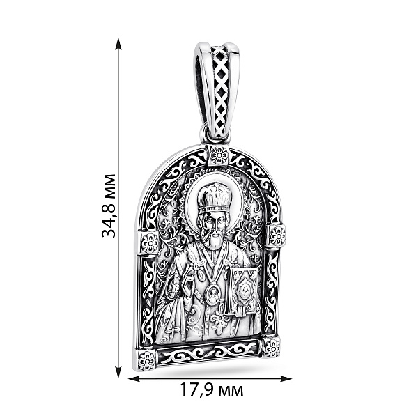 Серебряная ладанка Николай Чудотворец с чернением (арт. 7917/2524) – изображение 2