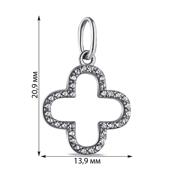 Срібний кулон Конюшина з фіанітами (арт. 7503/П2Ф/3006) – зображення 2