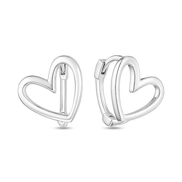 Серебряные серьги-кольца сердечко (арт. 7502/10516/10) – изображение 1