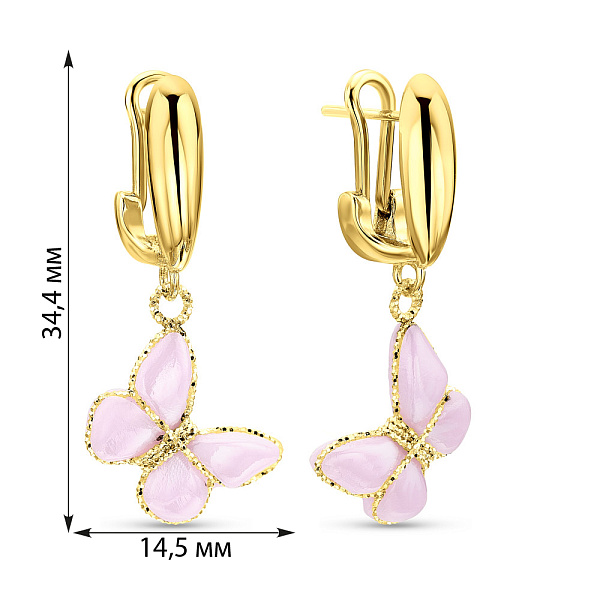 Сережки золотые Francelli Бабочки (арт. 109736жкмр) – изображение 2