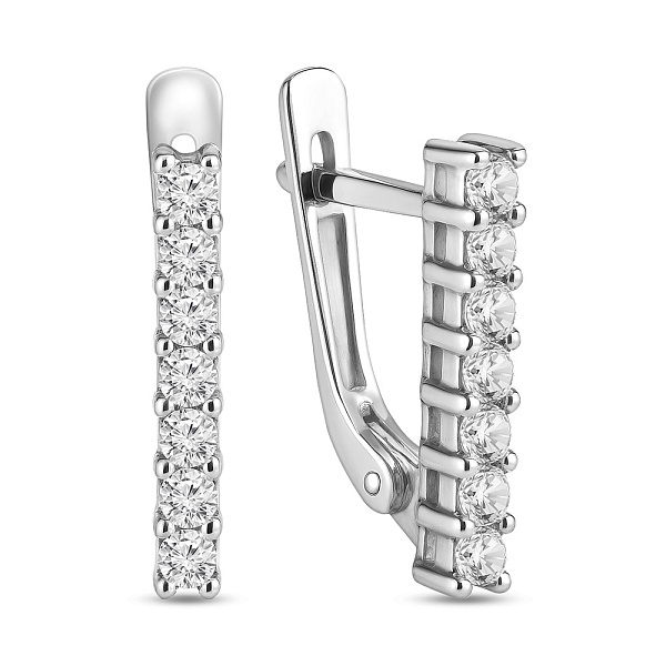 Серьги из белого золота с дорожкой из фианитов (арт. 110226б) – изображение 1