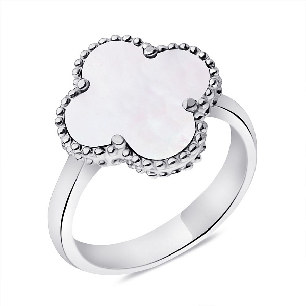 Серебряное кольцо Клевер с перламутром (арт. 7501/6566/15п) – изображение 1
