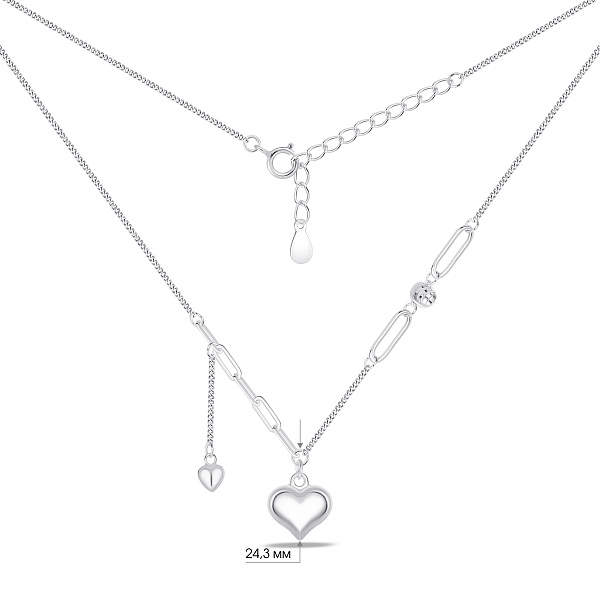 Серебряное колье с подвесками сердечка (арт. 7507/2638) – изображение 3