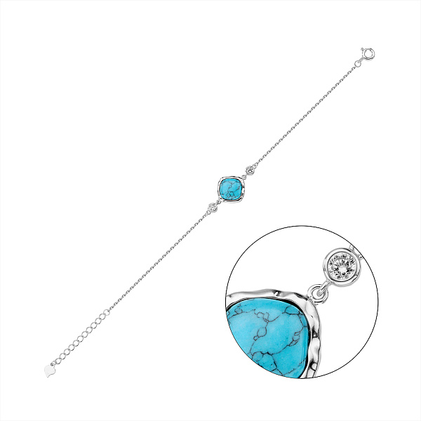 Серебряный браслет с бирюзой (арт. 7509/2186410Б) – изображение 1