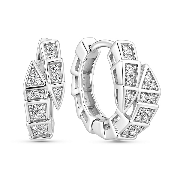 Серебряные серьги-конго с фианитами (арт. 7502/10498/15) – изображение 1