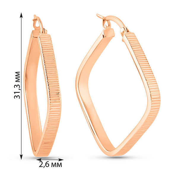 Серьги из красного золота без камней (арт. 1091145/30) – изображение 3