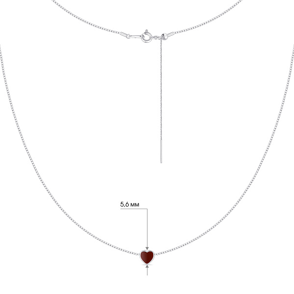 Серебряное колье Сердце с ониксом (арт. 7507/2365ок) – изображение 3